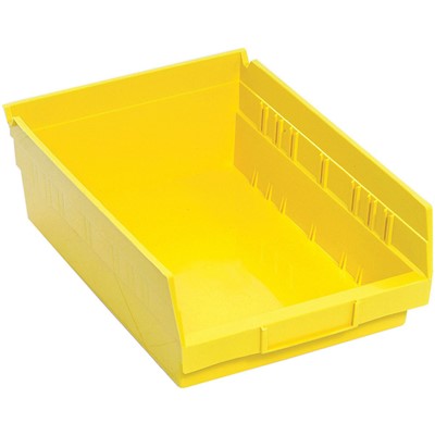 Quantum 12 Bin Yellow Shelf Bins with 7 Dividers - Case of 20