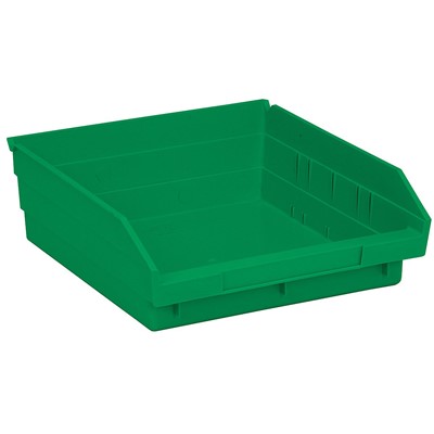 Case of 8 Quantum Storage Green Shelf Bins with 7 Dividers QSB109GN