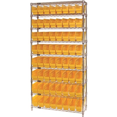 Quantum Chrome Wire Yellow Shelving System with 64 Bins WR9-201YL