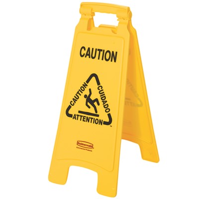 Sign 2-Sided Caution Floor YLW - RUB-6112-YLW