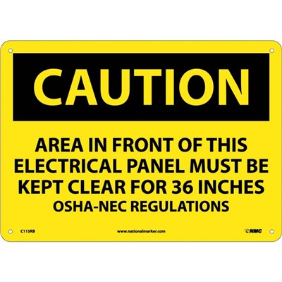 Area In Front Of This Electrical Panel - 7x10 Plastic Caution Sign