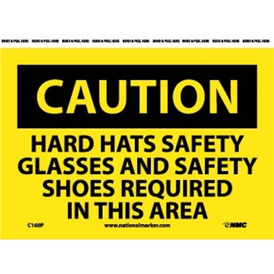 Hard Hats Safety Glasses and Safety Shoes - 7x10 Vinyl Caution Sign