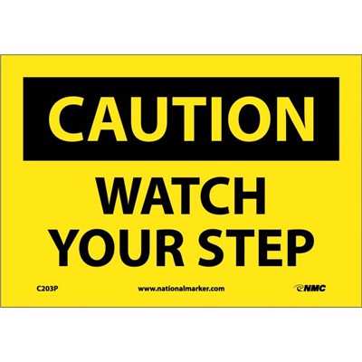 NMC 7"x10" Watch Your Step Adhesive Back Caution Sign C203P