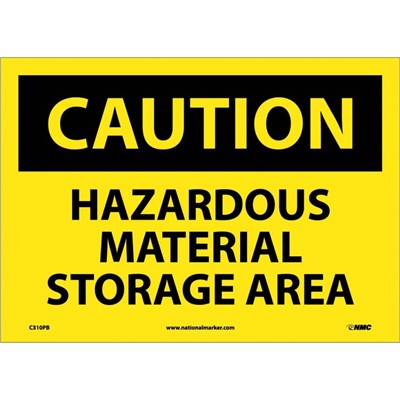 NMC 10"x14" Hazardous Material - Adhesive Back Caution Sign