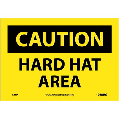 NMC 7"x10" Hard Hat Area - Adhesive Back Caution Sign C31P