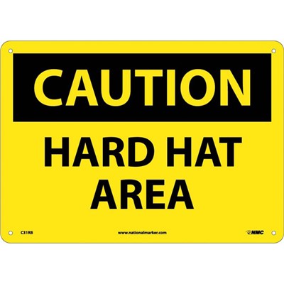 NMC 10"x14" Hard Hat Area - Rigid Plastic Caution Sign