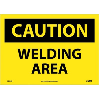 NMC 7"x10" Welding Area Adhesive Back Caution Sign C362P