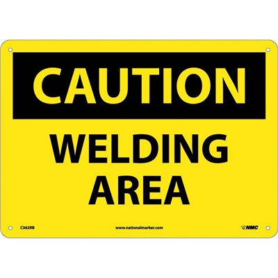NMC 7"x10" Welding Area - Rigid Plastic Caution Sign C362R