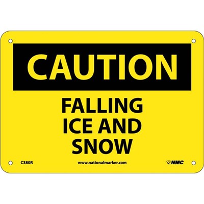 NMC 7"x10" Falling Ice And Snow - Rigid Plastic Caution Sign