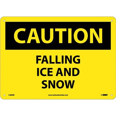 NMC 10"x14" Falling Ice And Snow - Rigid Plastic Caution Sign