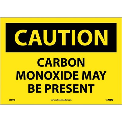 NMC Carbon Monoxide May Be Present - Adhesive Back Caution Sign C387PB