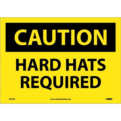 NMC 10"x14" Hard Hats Required - Adhesive Back Caution Sign