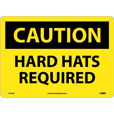 NMC 10"x14" Hard Hats Required - Rigid Plastic Caution Sign C391RB