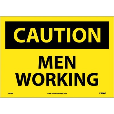 NMC MEN WORKING - Adhesive Back Caution Sign C69PB