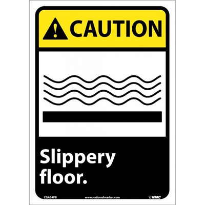 NMC Slippery Floor w/Graphic - Adhesive Back Caution Sign