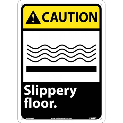 NMC Slippery Floor w/Graphic - Rigid Plastic Caution Sign