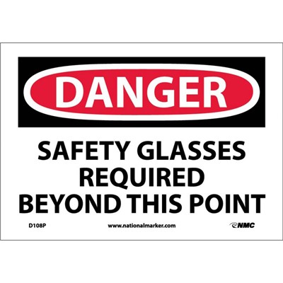 7x10 Safety Glasses Required Beyond This Point - Vinyl Danger Sign