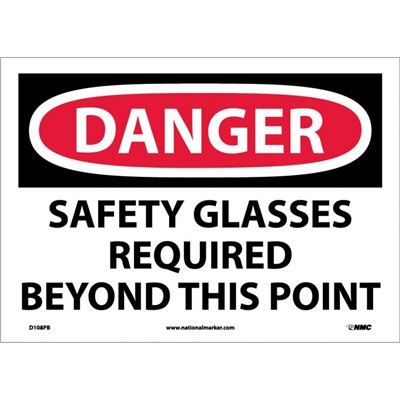 10x14 Safety Glasses Required Beyond This Point - Vinyl Danger Sign
