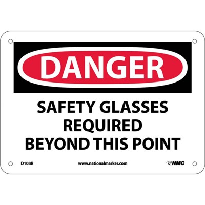 7x10 Safety Glasses Required Beyond This Point - Rigid Plastic Danger Sign