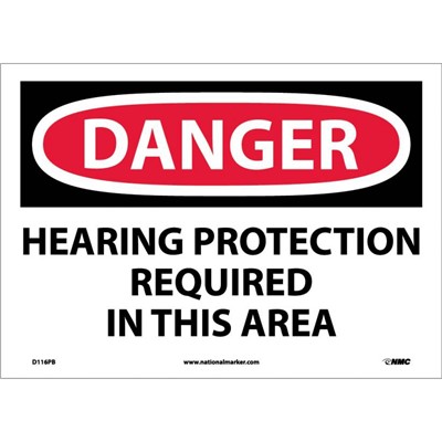 10x14 Hearing Protection Required Beyond This Point - Vinyl Danger Sign
