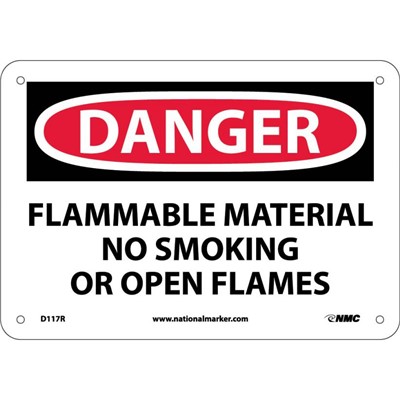 7x10 Flammable Material No Smoking or Open Flames - Plastic Danger Sign