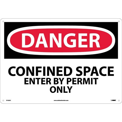 NMC 14"x20" Confined Space Enter By Permit Only - Aluminum Danger Sign