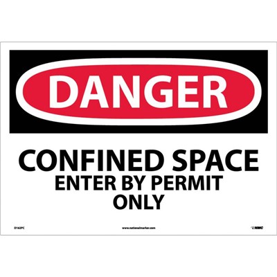 NMC 14"x20" Confined Space Enter By Permit Only - Vinyl Danger Sign