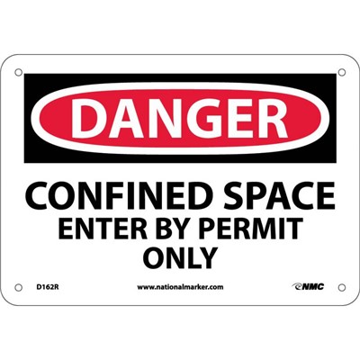 NMC 7"x10" Confined Space Enter By Permit Only - Rigid Back Danger Sign