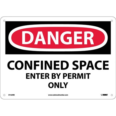 NMC 10"x14" Confined Space Enter By Permit Only - Rigid Plastic Danger Sign