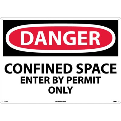 NMC 20"x28" Confined Space Enter By Permit Only - Rigid Plastic Danger Sign