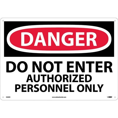 14x20 Do Not Enter Authorized Personnel Only - Rigid Plastic Danger Sign