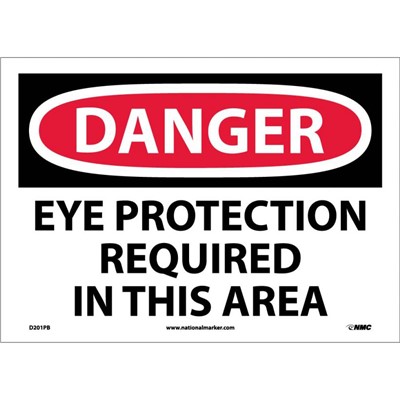 10x14 Eye Protection Required In This Area - Adhesive Back Danger Sign