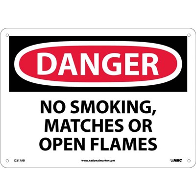 NMC 10"x14" No Smoking Matches or Open Flames - Aluminum Danger Sign