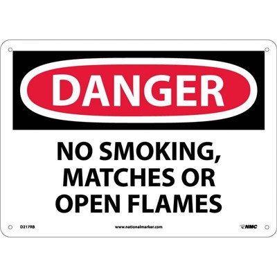NMC 7"x10" No Smoking Matches or Open Flames - Rigid Plastic Danger Sign