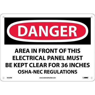 NMC 10x14 Electrical Panel Plastic Danger Sign