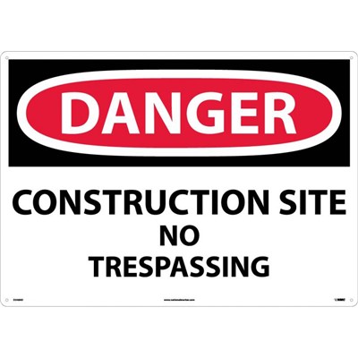 NMC 20"x28" Construction Site No Trespassing - Aluminum Danger Sign