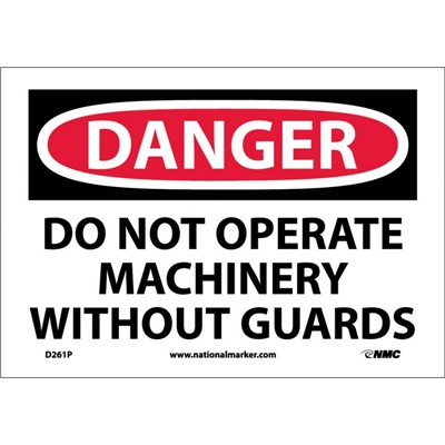 7x10 Do Not Operate Machinery Without Guards - Adhesive Back Danger Sign