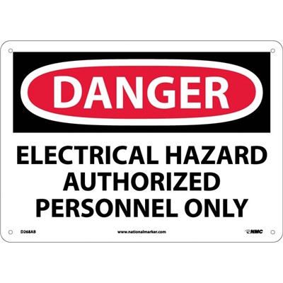 10x14 Electrical Hazard Authorized Personnel Only - Aluminum Danger Sign