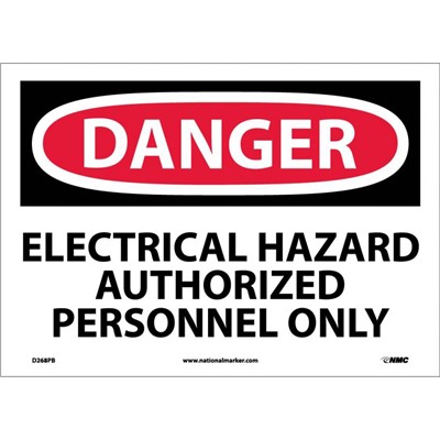 10x14 Electrical Hazard Authorized Personnel Only - Adhesive Danger Sign