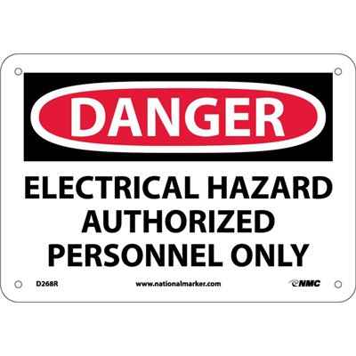 10x14 Electrical Hazard Authorized Personnel Only - Plastic Danger Sign