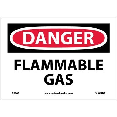 NMC 7"x10" FLAMMABLE GAS - Adhesive Back Danger Sign