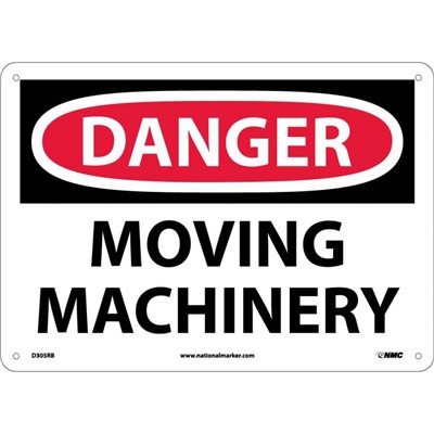 NMC 7"x10" MOVING MACHINERY - Rigid Plastic Danger Sign