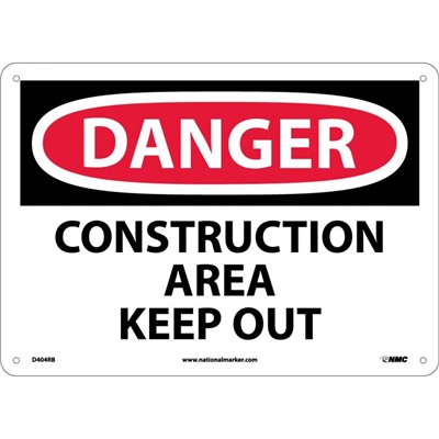NMC 10"x14" Construction Area Keep Out - Rigid Plastic Danger Sign