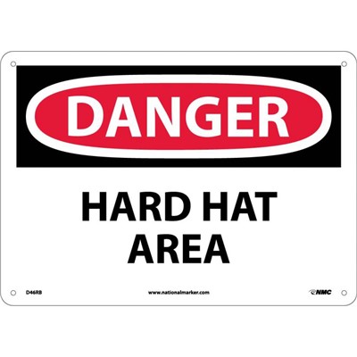 NMC 10"x14" HARD HAT AREA - Rigid Plastic Danger Sign