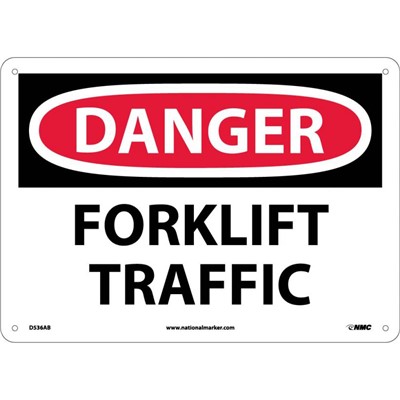 NMC 10x14 Forklift Traffic Aluminum Danger Sign
