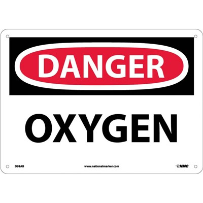 NMC 10x14 Oxygen Aluminum Danger Sign