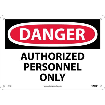 NMC 10"x14" Authorized Personnel Only - Rigid Plastic Danger Sign