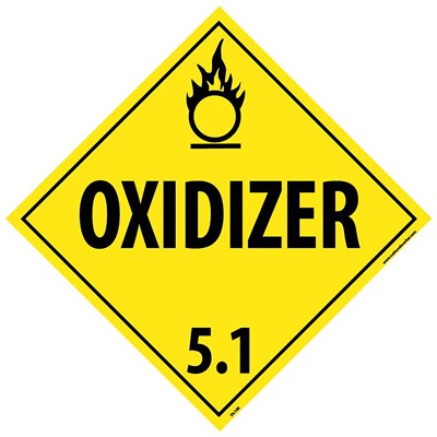 10.75" Plastic DOT Placard for Oxidizer DL14R