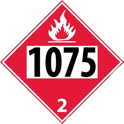 Class 2 Flammable 1075 DOT Placard