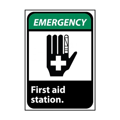NMC 10"x7" Emergency First Aid Station Rigid Plastic Sign EGA3R
